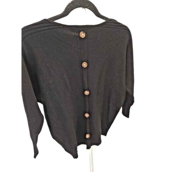 Vila Milano S Black Batwing Dolman Back Faux Button NWT Sweater Knit Y2K Slouchy - Picture 3 of 8